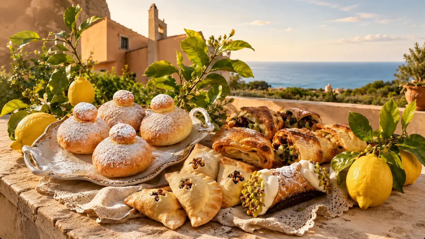 Traditional Sicilian pastries, lemons and countryside flavors