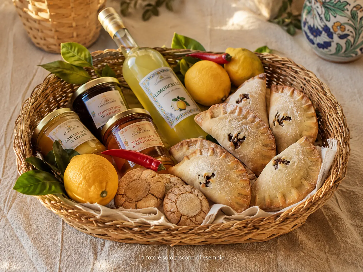 Example of a Sicilian welcome kit with local products
